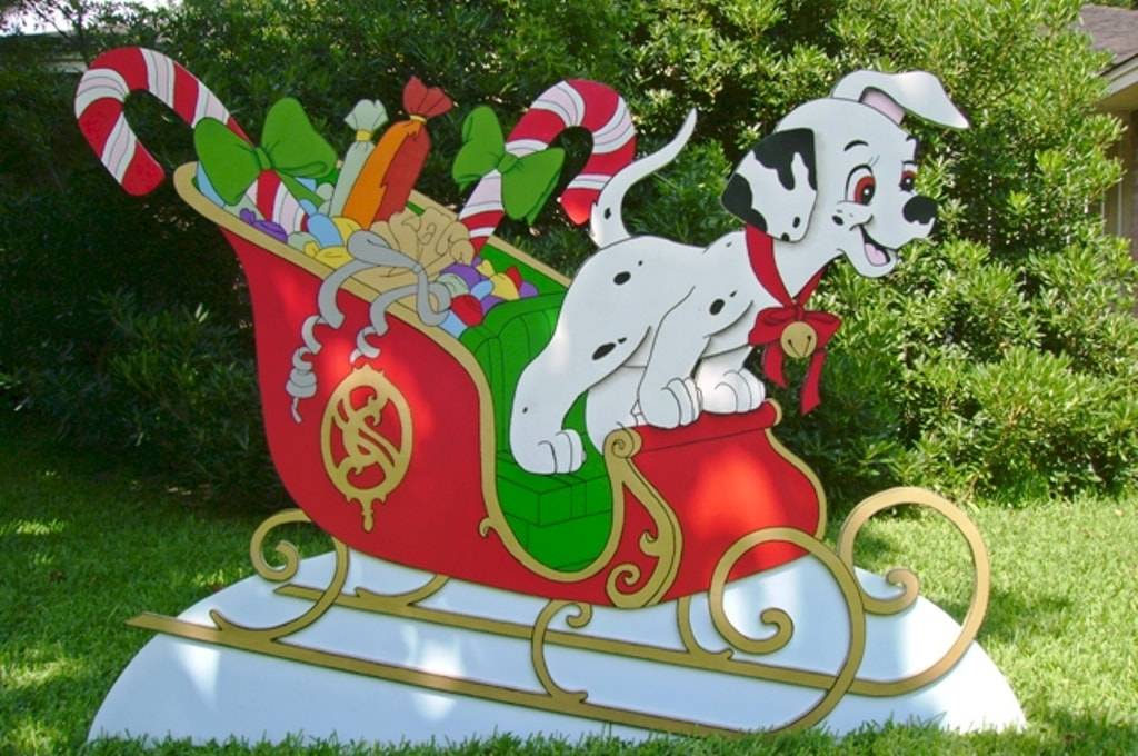 Dalmatian Christmas Sleigh Yard Art by Art de Yard