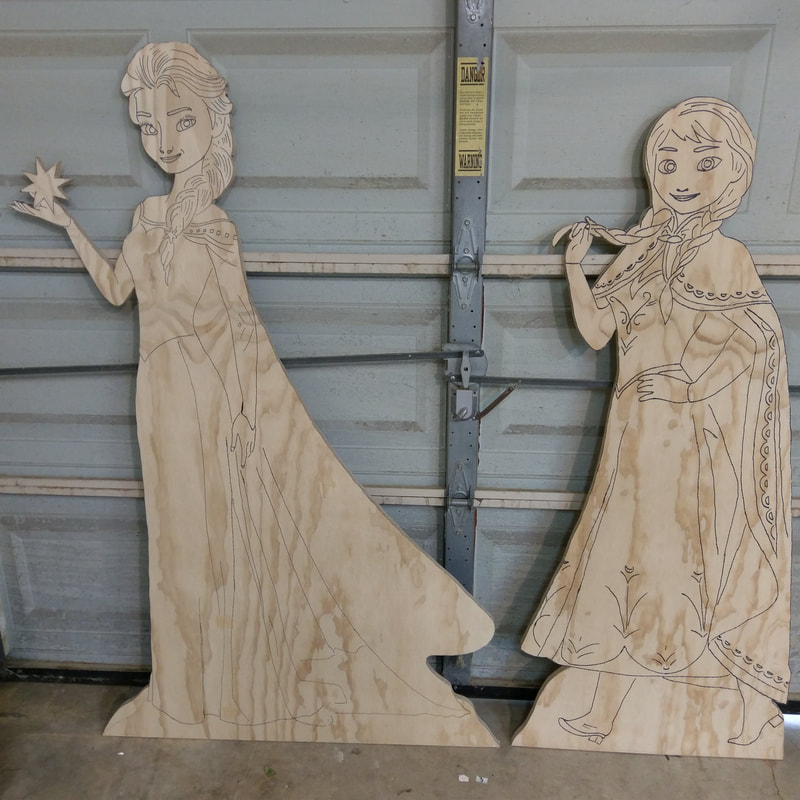 Elsa & Anna of the movie Frozen also sold UNPAINTED by Art de Yard